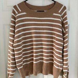 Truth by Republic Brown and White Striped Sweater Size L